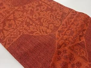 本場筑前博多切り嵌め風抽象草花模様織出し名古屋帯